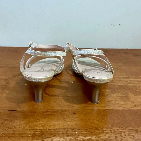 Lorraine Gold Leather with Rhinestone High Heel Sandals- Size 7.5M - Picture 4 of 8